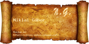 Niklai Gábor névjegykártya